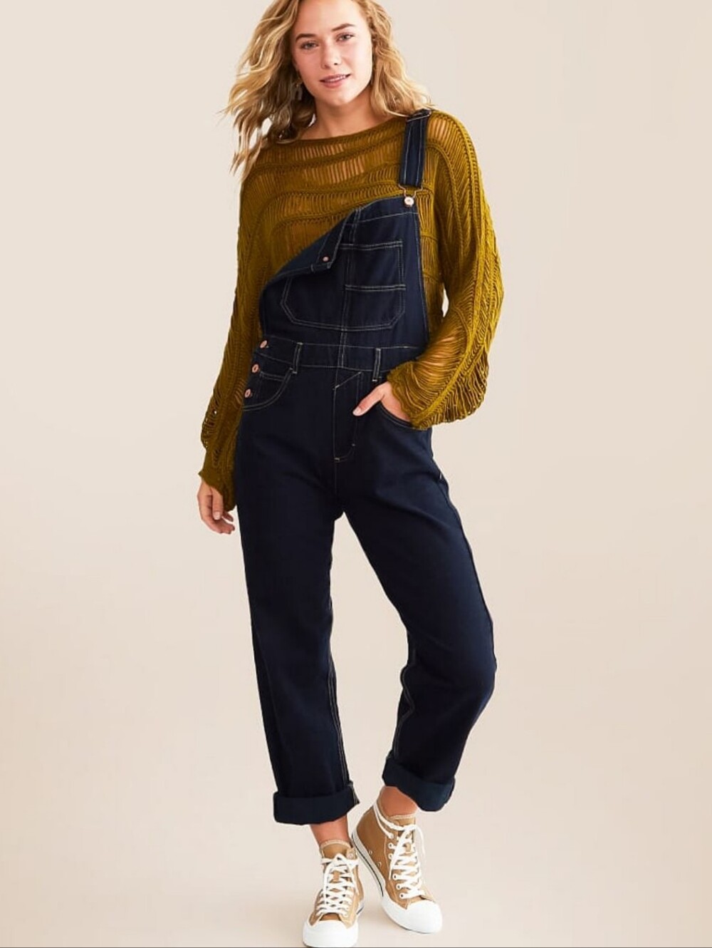 Free People We The Free Ziggy Denim Overalls in Blue Black(dark blue) Small